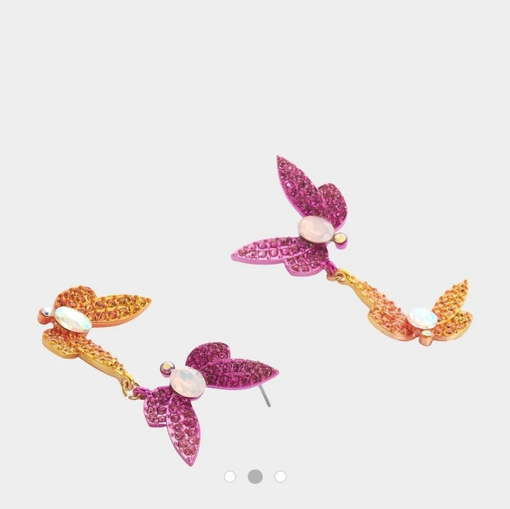 🦋🔹️Betsey Johnson🔹️Garden Glam Dragonfly Double Drop Stud Earrings - Picture 3 of 9